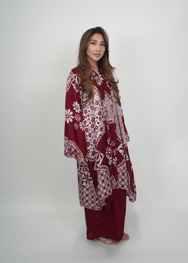 Qaseh Long in Dark Red