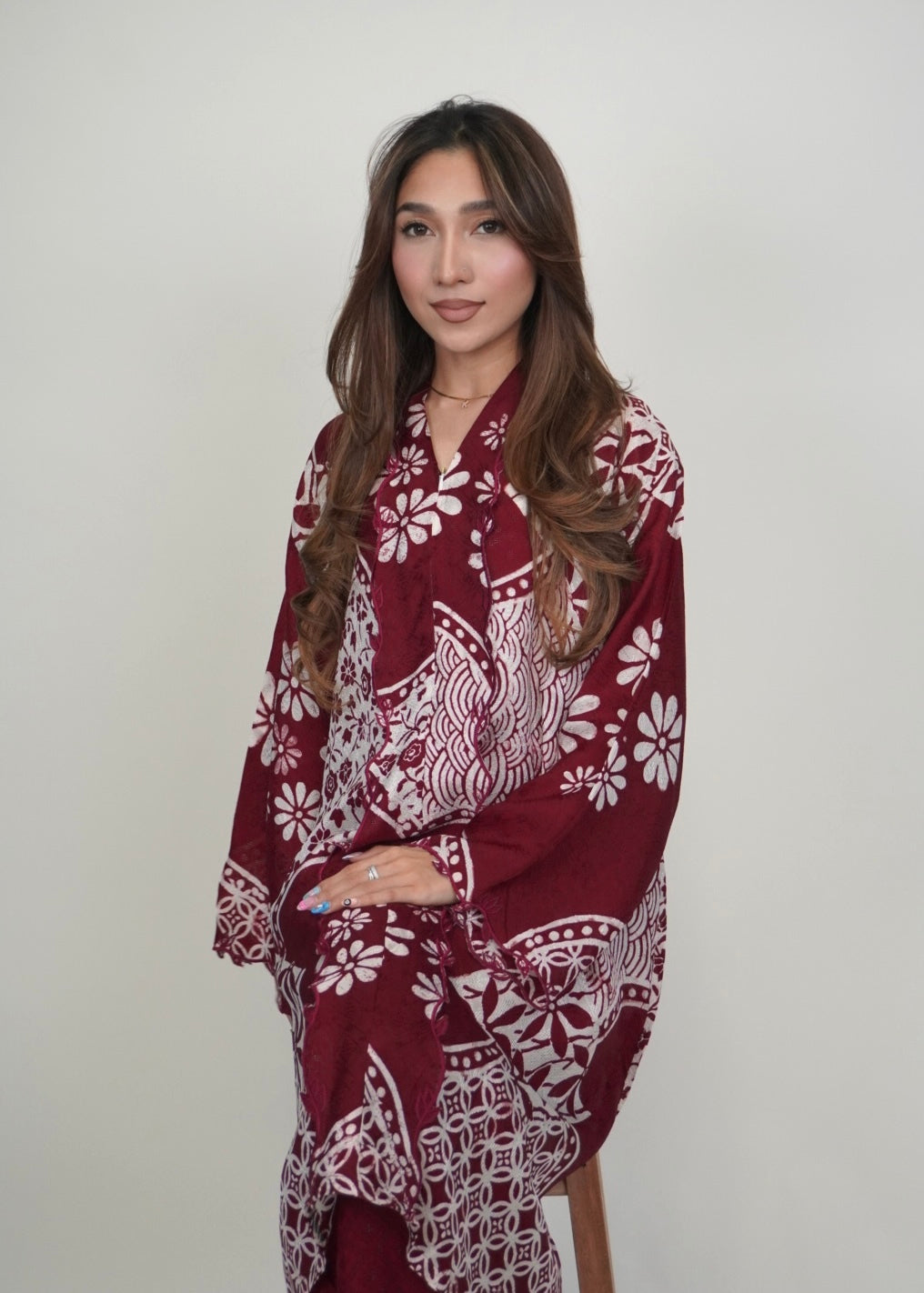 Qaseh Long in Dark Red