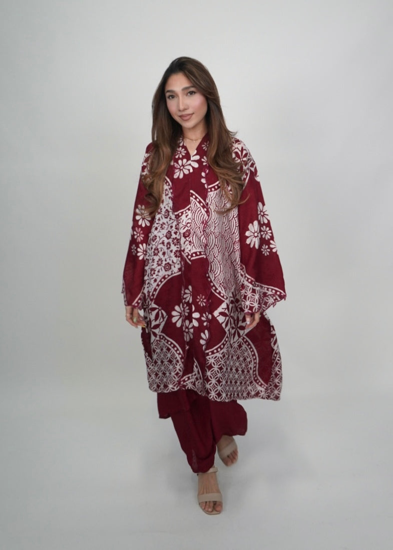 Qaseh Long in Dark Red