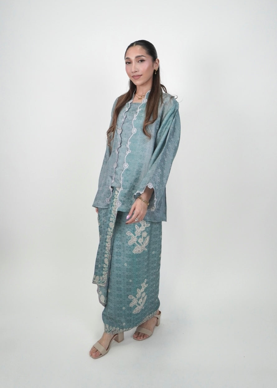 Ikat Kuntum in Dusty Teal