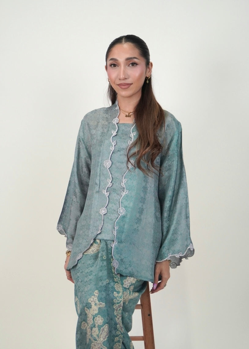 Ikat Kuntum in Dusty Teal