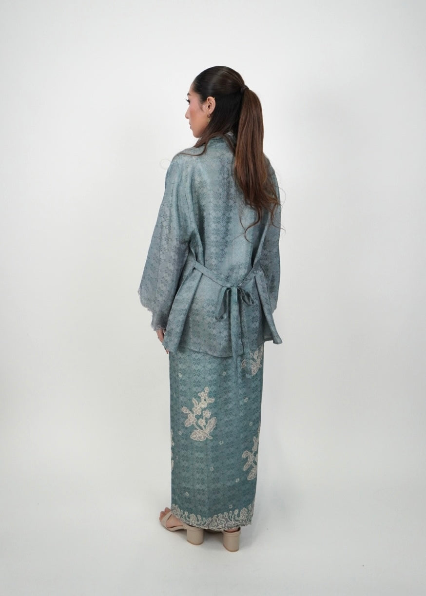 Ikat Kuntum in Dusty Teal