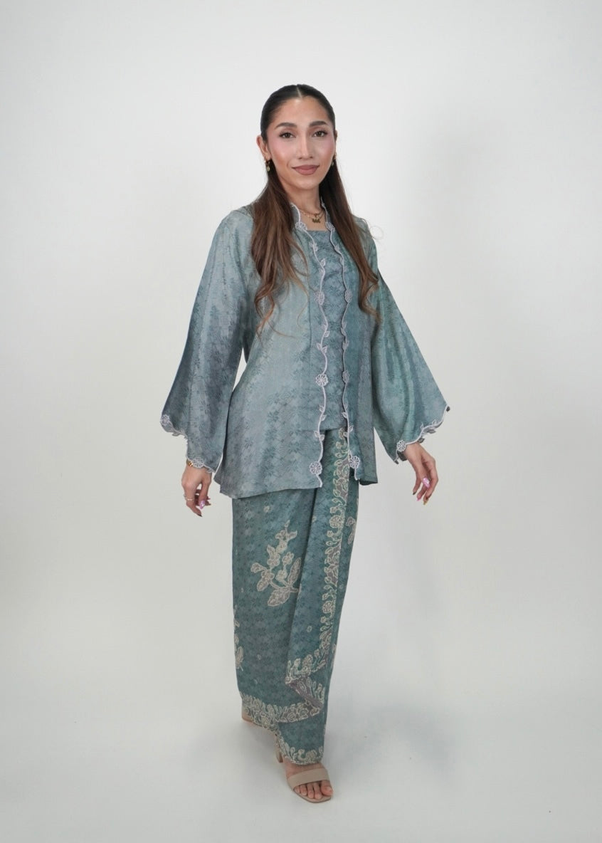 Ikat Kuntum in Dusty Teal