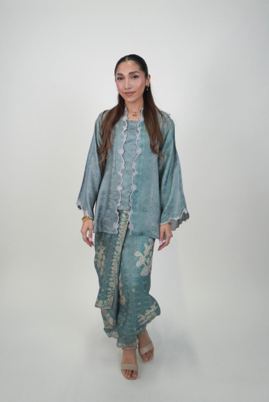 Ikat Kuntum in Dusty Teal