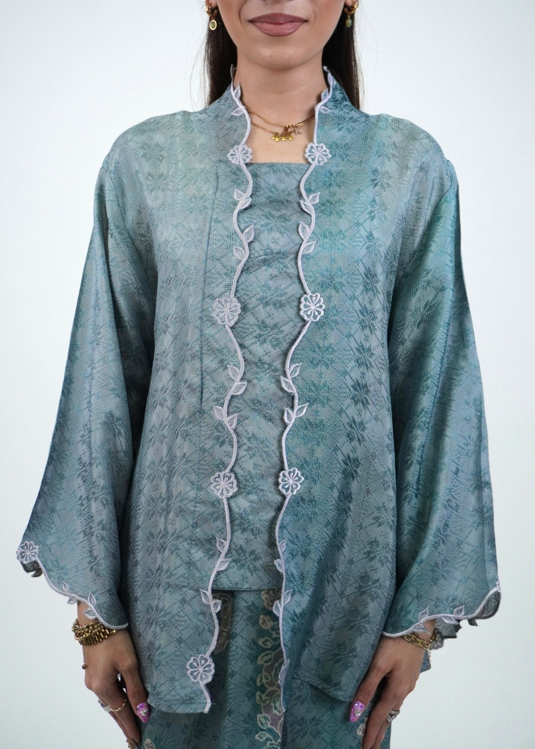 Ikat Kuntum in Dusty Teal