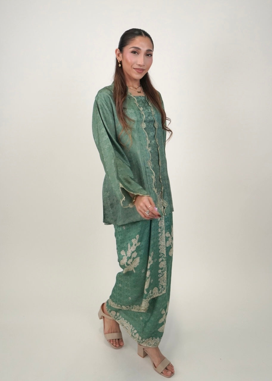 Ikat Kuntum in Sea Green