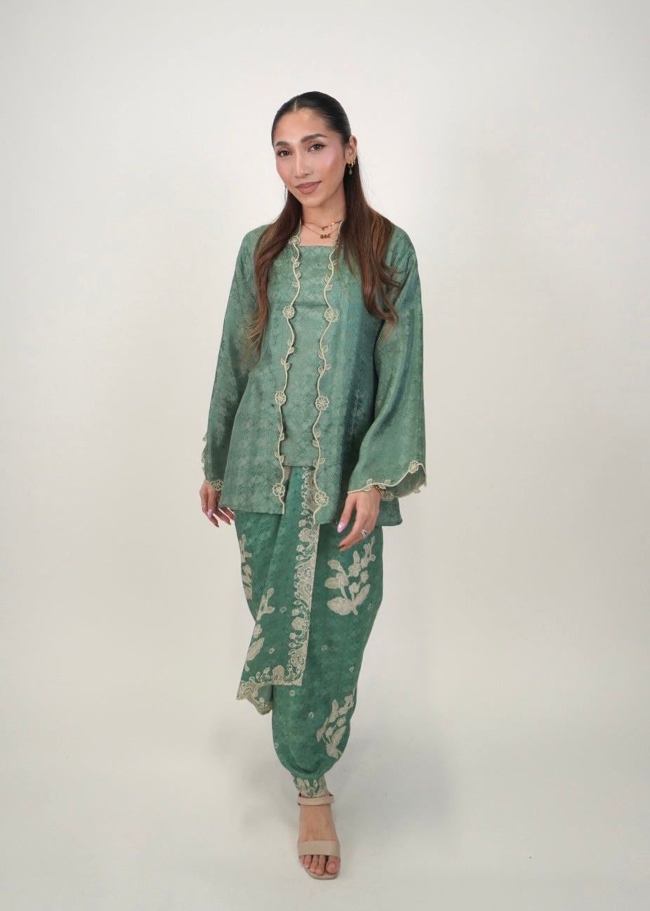 Ikat Kuntum in Sea Green